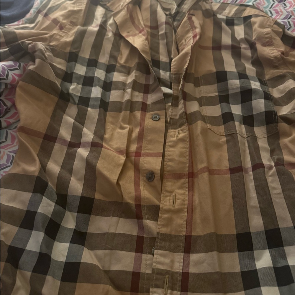 Burberry Men's Checkered Shirt - Beige, Brown, and Black